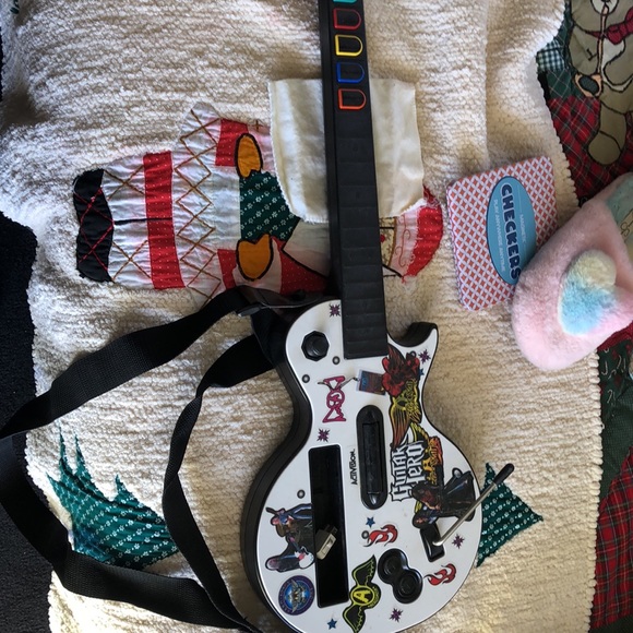 Wii with games Guitar and steering wheel three controllers - Picture 3 of 4